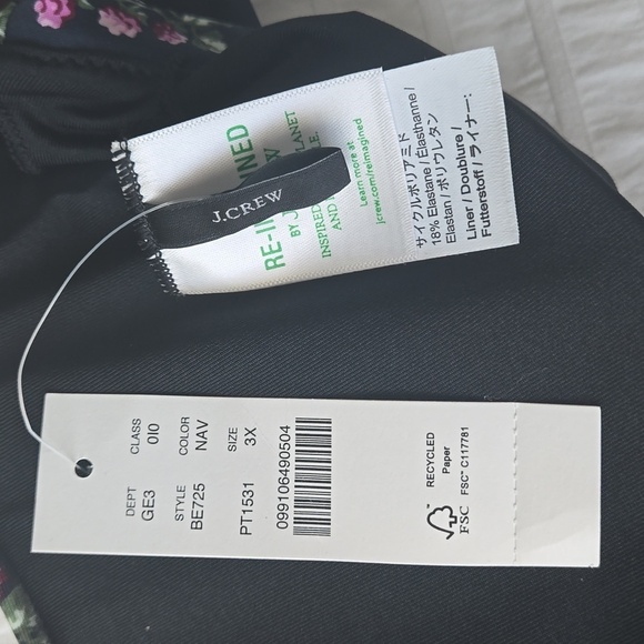 NWT*J CREW Topstitched scoopneck bikini top navy twilight berry womens 3X #BE725 - Picture 8 of 12